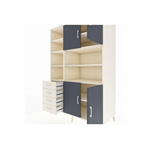 Kronos Dolap 9 Raflı 4 Çekmeceli 4 Kapaklı 132x59x195 Aytaşı-antrasit/aytaşı