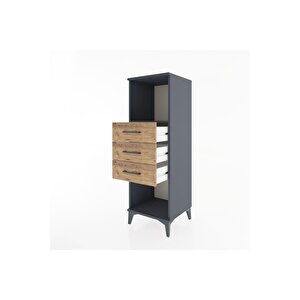 Hyperion Dolap Tek Raflı 3 Çekmeceli 44x44x134 Antrasit-çam