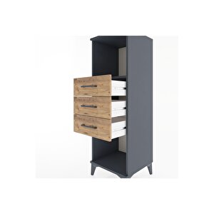 Hyperion Dolap Tek Raflı 3 Çekmeceli 44x44x134 Antrasit-çam