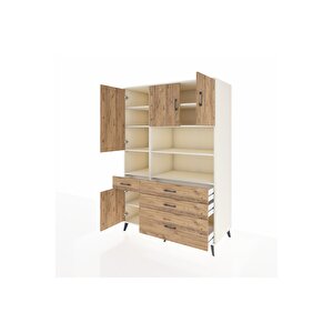 Kronos Dolap 9 Raflı 4 Çekmeceli 4 Kapaklı 132x59x195 Aytaşı-çam/çam