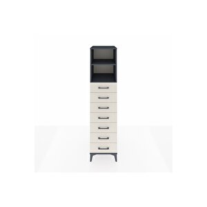 Kronos Dolap 2 Raflı 7 Çekmeceli 44x59x182 Antrasit-aytaşı