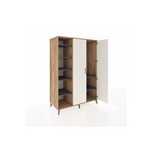 Kronos Dolap 7 Raflı 2 Kapaklı Tek Askılı 132x59x195 Çam-aytaşı/antrasit