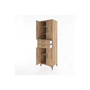 Hyperion Dolap 4 Raflı 2 Çekmeceli 4 Kapaklı 60x44x195 Çam-çam
