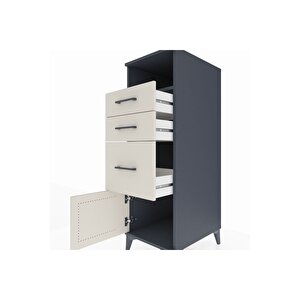 Kronos Dolap Tek Raflı 3 Çekmeceli Tek Kapaklı 44x59x134 Antrasit-aytaşı