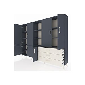 Arges Dolap 11 Raflı 3 Çekmeceli 7 Kapaklı 220x30x163 Antrasit-antrasit/aytaşı