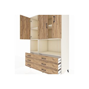 Kronos Dolap 6 Raflı 6 Çekmeceli 3 Kapaklı 132x59x195 Aytaşı-çam/çam