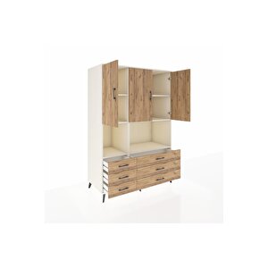 Kronos Dolap 6 Raflı 6 Çekmeceli 3 Kapaklı 132x59x195 Aytaşı-çam/çam