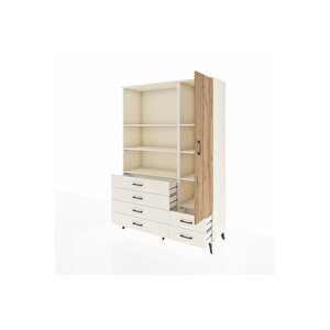 Hyperion Dolap 7 Raflı 6 Çekmeceli Tek Kapaklı  132x44x195 Aytaşı-çam/aytaşı