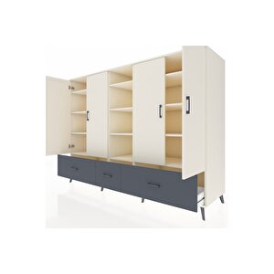 Kronos Dolap 12 Raflı 3 Çekmeceli 4 Kapaklı 220x59x163 Aytaşı-aytaşı/antrasit
