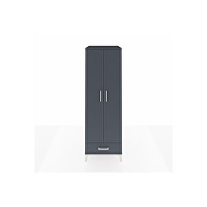 Kronos Dolap 2 Raflı Tek Çekmeceli Tek Askılı 60x59x182 Antrasit-antrasit