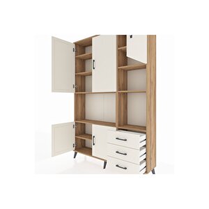 Arges Gardrop 9 Raflı 3 Çekmeceli 5 Kapaklı 132x30x195 Çam-aytaşı