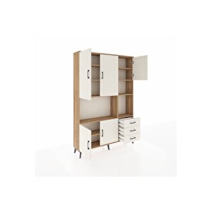 Arges Gardrop 9 Raflı 3 Çekmeceli 5 Kapaklı 132x30x195 Çam-aytaşı