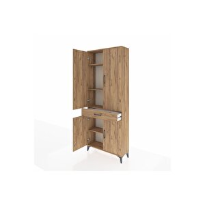 Arges Dolap 4 Raflı Tek Çekmeceli 4 Kapaklı 88x30x221 Çam-çam