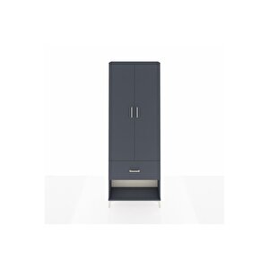 Arges Dolap Tek Raflı Tek Çekmeceli Tek Askılı 88x30x243 Antrasit-antrasit