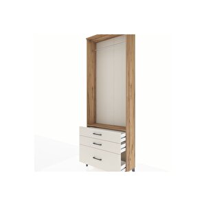 Arges Dolap Tek Raflı 3 Çekmeceli Tek Askılı 88x30x243 Çam-aytaşı