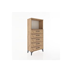 Hyperion Dolap Tek Raflı 5 Çekmeceli 60x44x134 Çam-çam