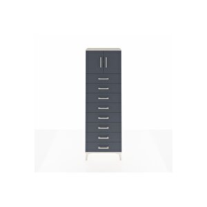 Arges Dolap 2 Raflı 8 Çekmeceli 2 Kapaklı 60x30x182 Aytaşı-antrasit