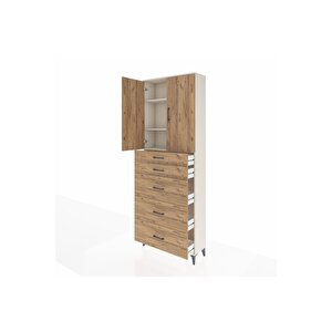 Arges Dolap 3 Raflı 5 Çekmeceli 2 Kapaklı 88x30x243 Aytaşı-çam
