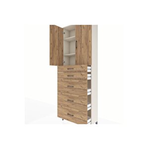 Arges Dolap 3 Raflı 5 Çekmeceli 2 Kapaklı 88x30x243 Aytaşı-çam