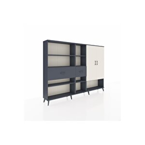 Arges Dolap 10 Raflı 2 Çekmeceli 2 Kapaklı 220x30x163 Antrasit-aytaşı/antrasit