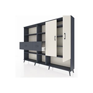 Arges Dolap 10 Raflı 2 Çekmeceli 2 Kapaklı 220x30x163 Antrasit-aytaşı/antrasit