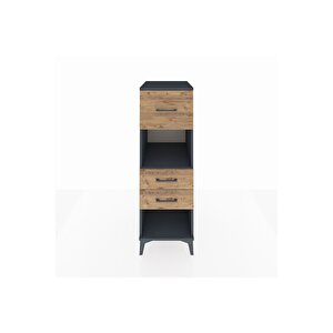 Kronos Dolap Tek Raflı 3 Çekmeceli 44x59x134 Antrasit-çam