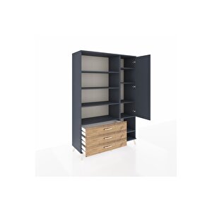 Hyperion Dolap 9 Raflı 3 Çekmeceli Tek Kapaklı  132x44x195 Antrasit-antrasit/çam