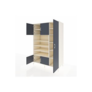 Kronos Dolap 11 Raflı 5 Kapaklı 132x59x195 Aytaşı-antrasit/aytaşı