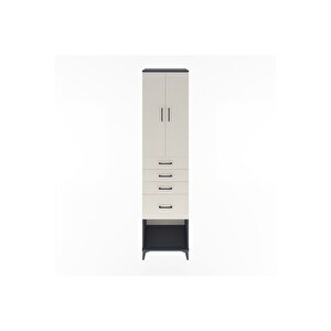 Hyperion Dolap 3 Raflı 4 Çekmeceli 2 Kapaklı 60x44x243 Antrasit-aytaşı