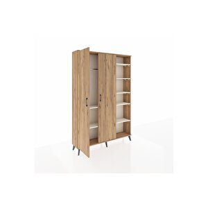 Arges Dolap 7 Raflı 2 Kapaklı Tek Askılı 132x30x195 Çam-çam/aytaşı