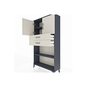 Arges Dolap 3 Raflı 2 Çekmeceli 2 Kapaklı 88x30x163 Antrasit-aytaşı