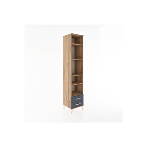 Hyperion Dolap 5 Raflı 2 Çekmeceli 44x44x221 Çam-antrasit