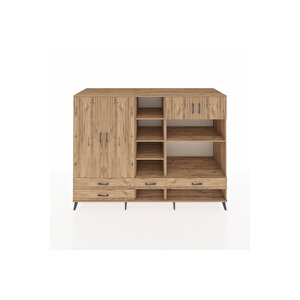 Kronos Dolap 12 Raflı 4 Çekmeceli 4 Kapaklı 220x59x163 Çam-çam