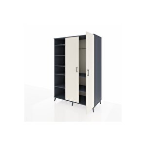 Kronos Dolap 7 Raflı 2 Kapaklı Tek Askılı 132x59x195 Antrasit-aytaşı/antrasit