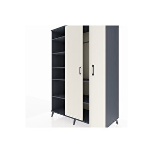 Kronos Dolap 7 Raflı 2 Kapaklı Tek Askılı 132x59x195 Antrasit-aytaşı/antrasit