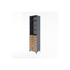 Hyperion Dolap 4 Raflı 4 Çekmeceli 2 Kapaklı 60x44x243 Antrasit-çam