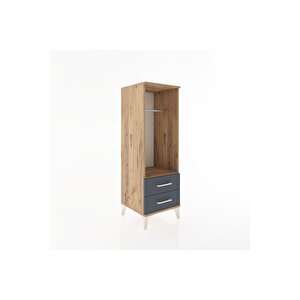 Hyperion Dolap Tek Raflı 2 Çekmeceli Tek Askılı 44x44x134 Çam-antrasit
