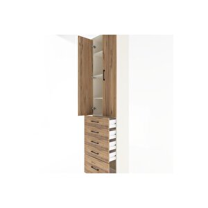 Arges Dolap 4 Raflı 5 Çekmeceli 2 Kapaklı 60x30x243 Aytaşı-çam