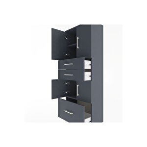 Arges Dolap 3 Raflı 3 Çekmeceli 4 Kapaklı 60x30x163 Antrasit-antrasit