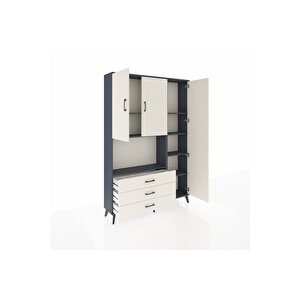 Arges Gardrop 7 Raflı 3 Çekmeceli 3 Kapaklı 132x30x195 Antrasit-aytaşı