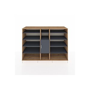 Kronos Dolap 12 Raflı Tek Kapaklı  220x59x163 Çam-antrasit