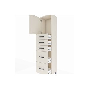 Arges Dolap Tek Raflı 5 Çekmeceli Tek Kapaklı 44x30x182 Aytaşı-aytaşı