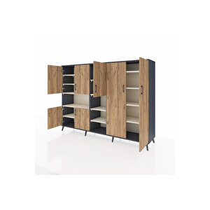 Hyperion Dolap 13 Raflı 7 Kapaklı 220x44x163 Antrasit-çam/aytaşı