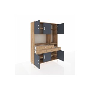 Hyperion Dolap 9 Raflı 3 Çekmeceli 6 Kapaklı 132x44x195 Çam-antrasit/çam