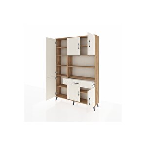 Arges Gardrop 10 Raflı Tek Çekmeceli 6 Kapaklı 132x30x195 Çam-aytaşı