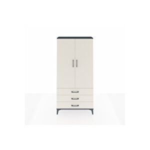 Arges Dolap Tek Raflı 3 Çekmeceli Tek Askılı 88x30x182 Antrasit-aytaşı