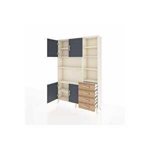 Arges Dolap 9 Raflı 4 Çekmeceli 4 Kapaklı 132x30x195 Aytaşı-antrasit/çam