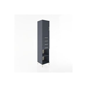 Hyperion Dolap 3 Raflı 4 Çekmeceli Tek Kapaklı 44x44x221 Antrasit-antrasit