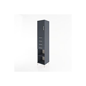 Hyperion Dolap 3 Raflı 4 Çekmeceli Tek Kapaklı 44x44x221 Antrasit-antrasit