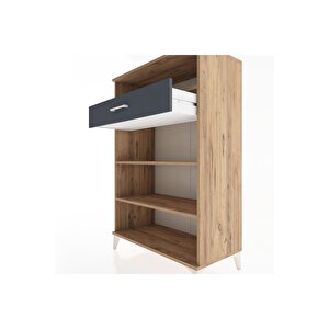 Hyperion Dolap 3 Raflı Tek Çekmeceli 88x44x134 Çam-antrasit